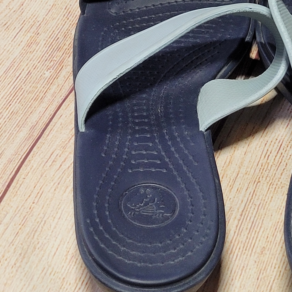 Crocs Madeira two-tone Slip-on Wedge Sandals Navy/Light Blue Women's Size 11 - Picture 12 of 16